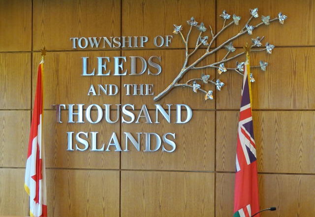 Township logo and flags