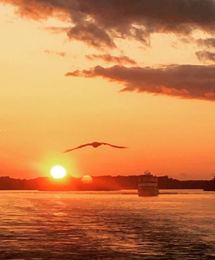 boat on water at sunset