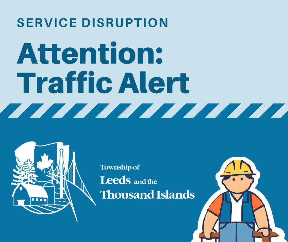 Service Disruption Township logo and picture of a construction worker