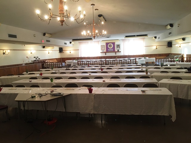 Community Hall decorated for meeting