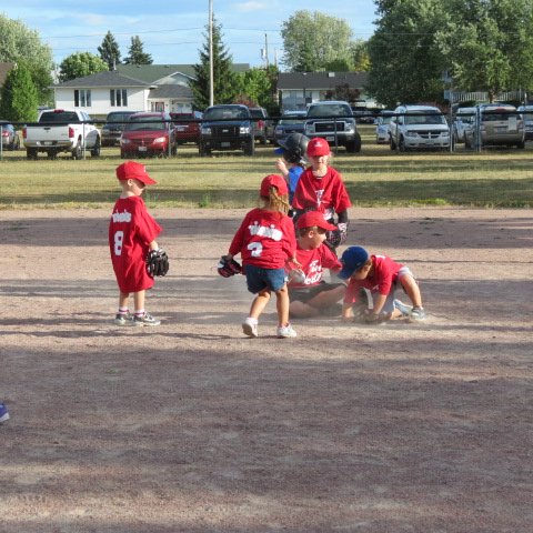 children playing baseball