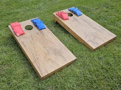 corn hole boards in the park