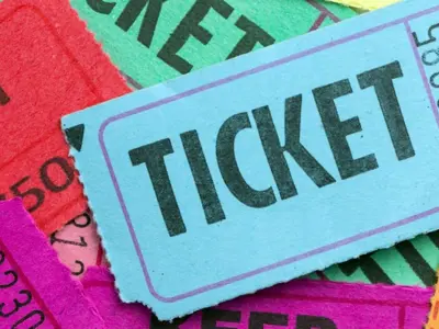 single colored raffle tickets in a small pile